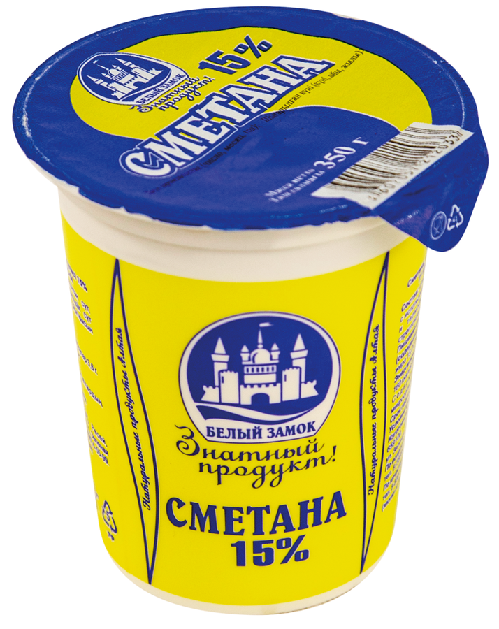 

Сметана Белый замок 15%, без змж 350 г
