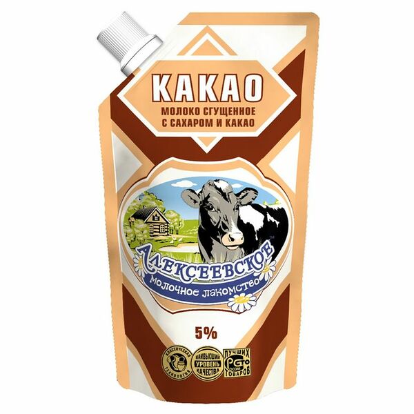 Молоко сгущённое Алексеевское с сахаром и какао 5%, 270г