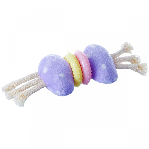 Игрушка для собак ZooOne Кость с кольцами, с веревками, плюшевая 14,5 см