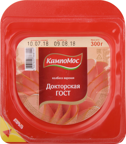 

Колбаса вареная КампоМос Докторская ГОСТ нарезка 300 г
