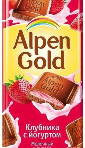 Шоколад молочный Alpen Gold с клубнично-йогуртовой начинкой