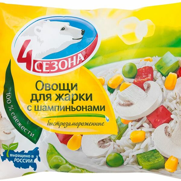 Овощи замороженные для жарки с шампиньонами 4 Сезона, 400 г