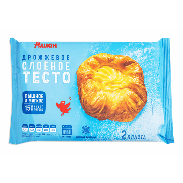 Тесто слоеное дрожжевое АШАН Красная птица
