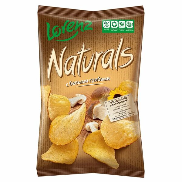 Чипсы картофельные Naturals с белыми грибами