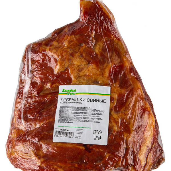 Ребра варено-копченые Каждый день (0,8-1 кг), 1 упаковка ~1 кг