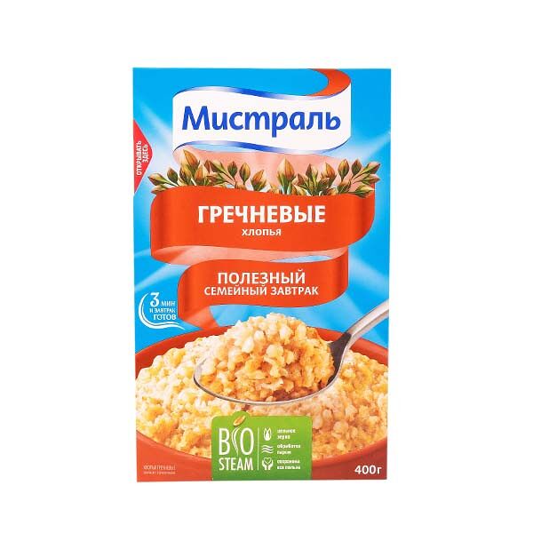 Хлопья Мистраль Гречневые 400 г