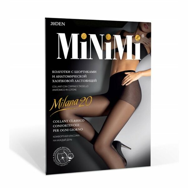 Колготки женские MINIMI Milana 20 den nero 2, с шортиками