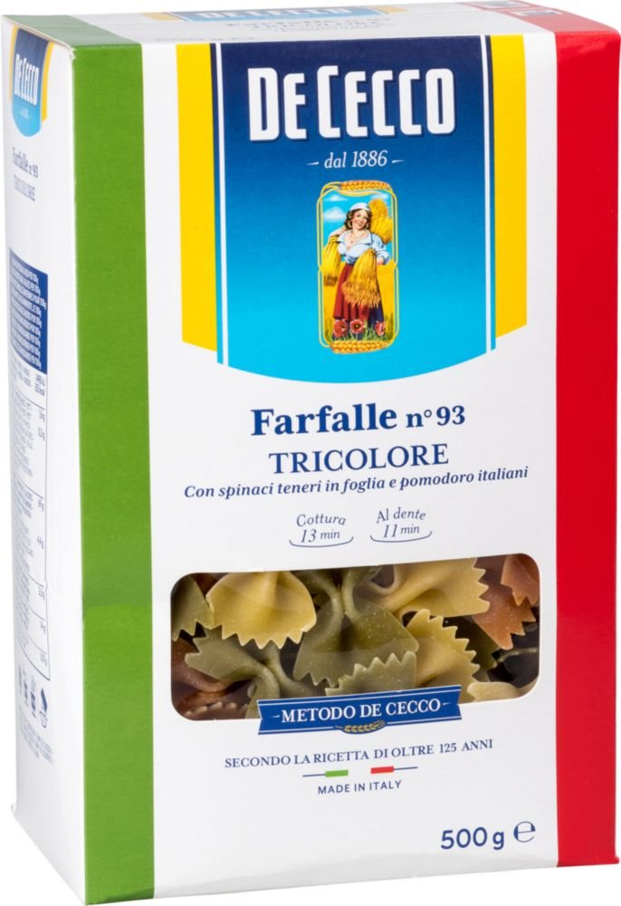 

Макаронные De Cecco Farfalle Tricolore 93 изделия 500 г