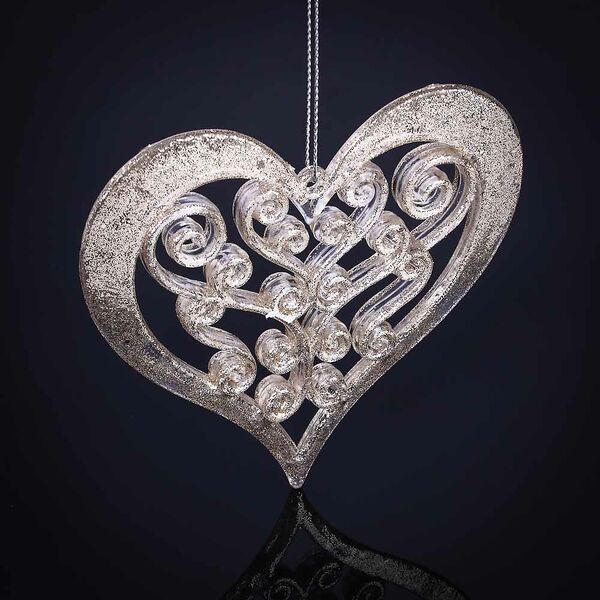 Сноу бум подвеска декоративная в виде сердечка, 11 см, акрил, 5 цветов