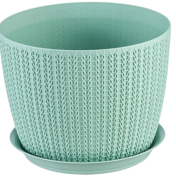 Горшок для цветов Idea Вязание фисташковый, 13.5 см, 1.1 л, 1 шт.