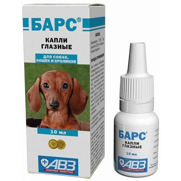 Капли глазные Барс для кошек и собак, 10 мл