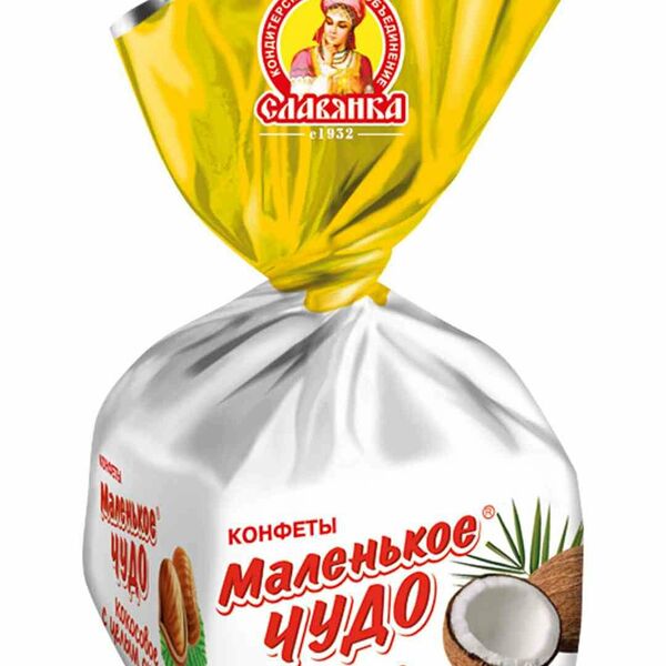 Конфеты Славянка Маленькое чудо Кокосовое с цельным орехом