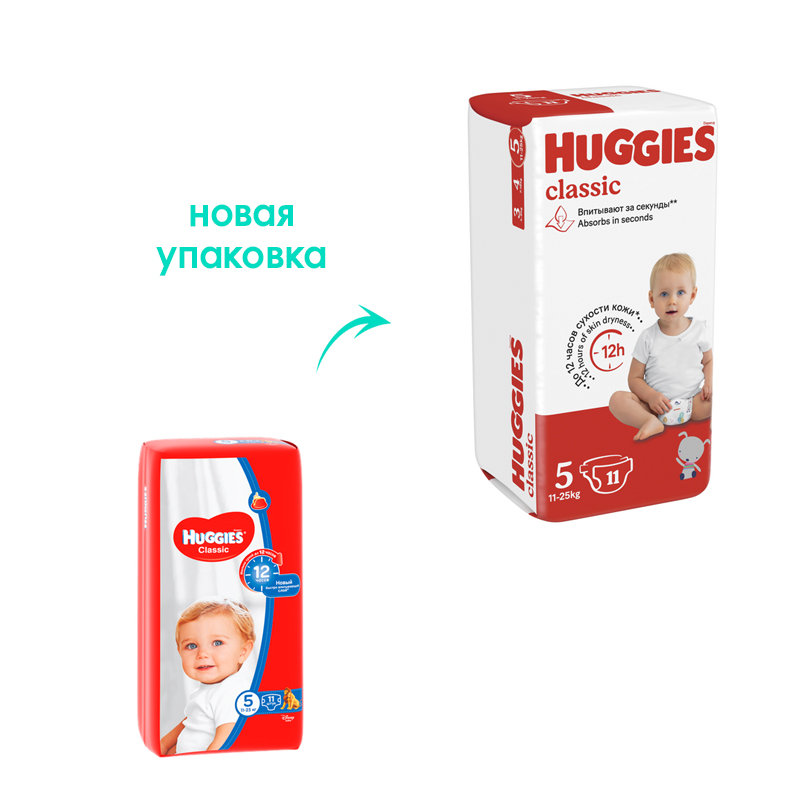 

Подгузники Huggies Classic размер 5 (11-25 кг) 11 шт