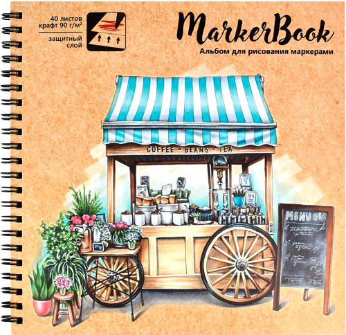 Скетчпад для рисования Феникс маркерами гребень 195*195мм 40л