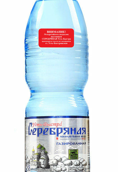Вода Серебряная Усть-Быстра минеральная газированная, 1.5л