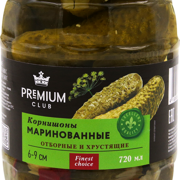 Корнишоны маринованные PREMIUM CLUB 6–9см