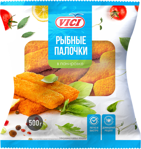

Рыбные палочки Vici замороженные в панировке 500 г