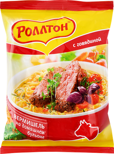 Вермишель Роллтон на домашнем бульоне с говядиной 60 г
