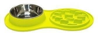 SuperDesign миска силиконовая двойная для медленного поедания 2 х 550 мл., Желтый