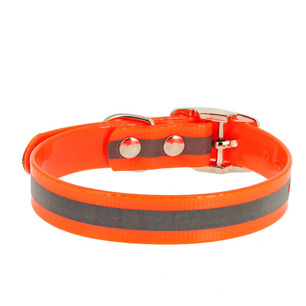 Каскад ошейник из биотана со светоотражающей полосой 20 мм х 25-35 см, Оранжевый