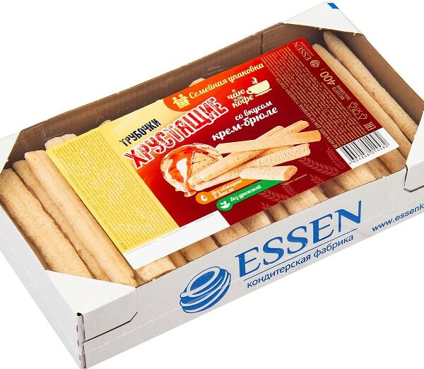 Снеки Essen Трубочки хрустящие со вкусом крем-брюле 400г