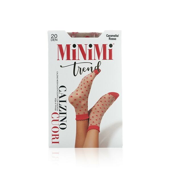 Женские капроновые носки Minimi Cuori 20den Caramello / Rosso