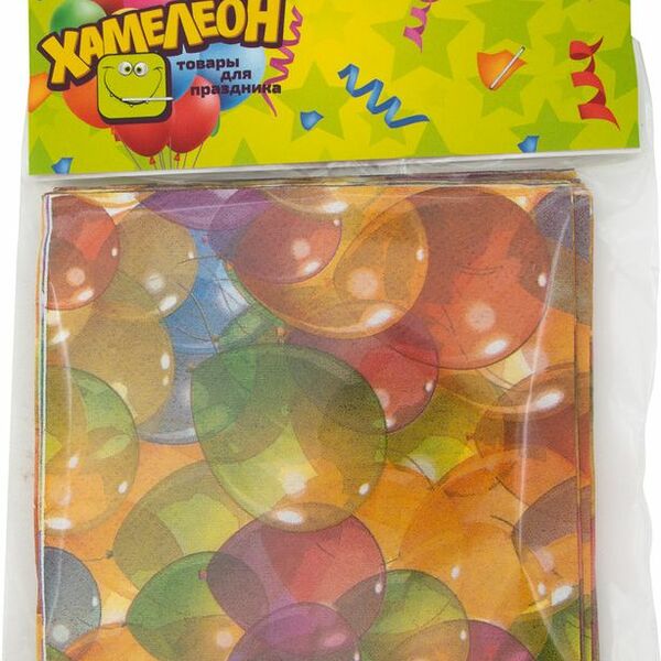 Салфетки бумажные Хамелеон 2 слоя 24x24см, 12шт