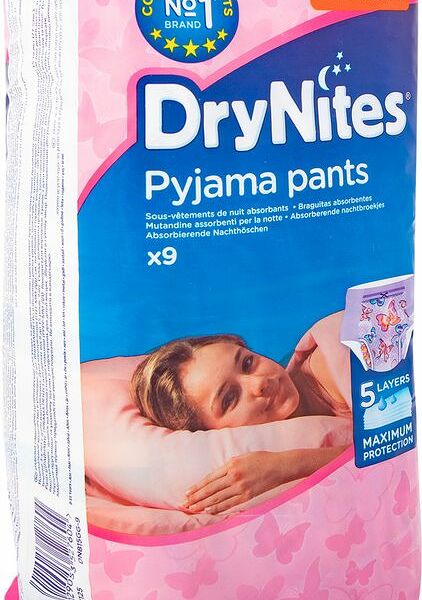 Трусики-подгузники Huggies DryNites для девочек 27-57 кг, 9 шт.