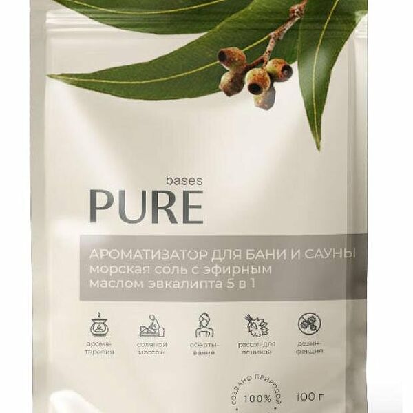 Соль для бани и сауны Pure Bases Соль и эфирное масло Эвкалипт