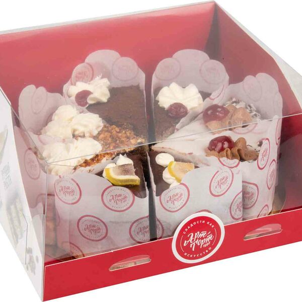 Торт порционный бисквитно-кремовый Подарочный набор Арт-торт Вацлавский, Гусиные лапки, Прага, Трюфель