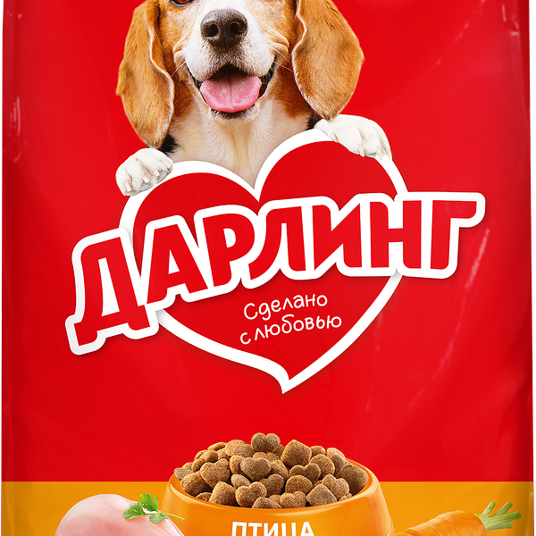 Корм сухой для взрослых собак ДАРЛИНГ с птицей и добавлением овощей, 2кг