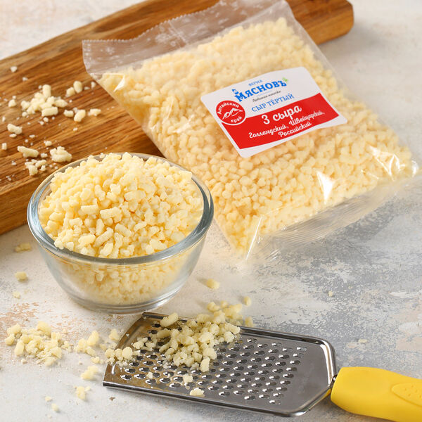 Сыр Три Сыра 45% тёртый МясновЪ Ферма, Алтайский край