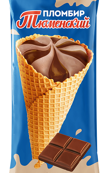 Мороженое Тюменский пломбир Пломбир шоколадный с наполнителем шоколадный топпинг 15% 90 г