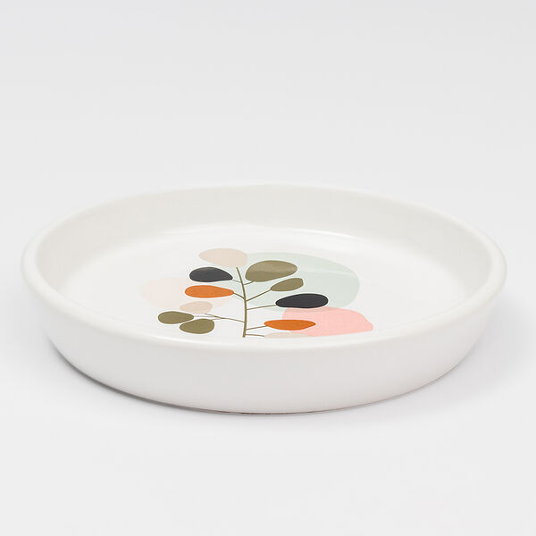 Миска керамическая для кошек Веточка, 15x2,7 см, белая