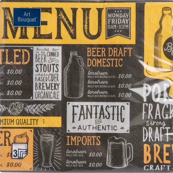 Салфетка декоративная Меню 3 слоя, 20 шт