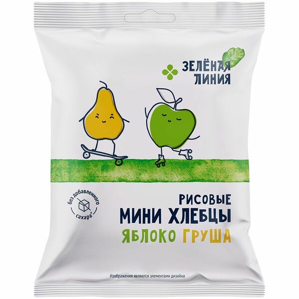 Хлебцы Рисовые яблоко-груша Зелёная Линия, 50г