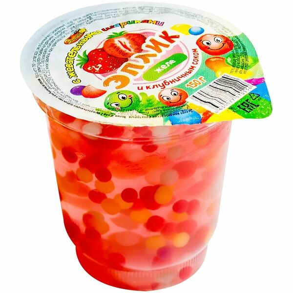 Желе Эплик с клубничным соком и жевательными шариками 150 г