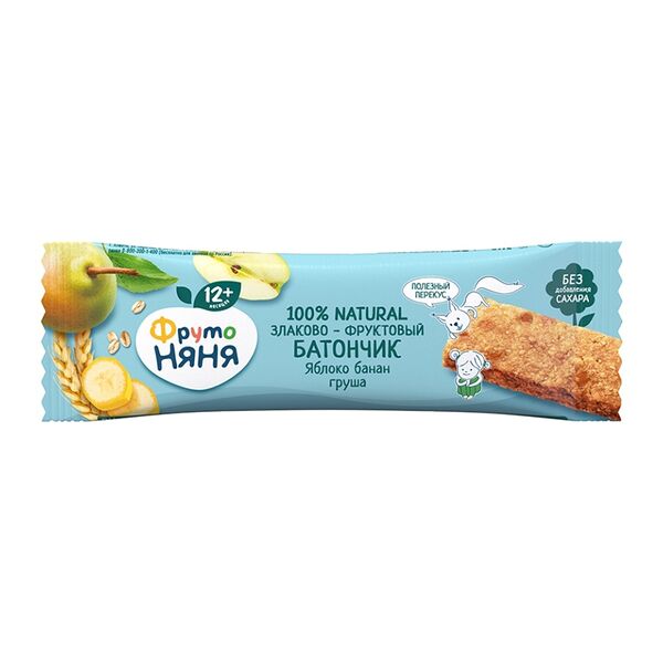 Батончик Фрутоняня Злаково-фруктовый яблоко-банан-груша 25г