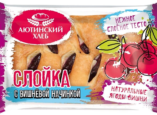 Слойка Аютинский Хлеб с вишней, 80г