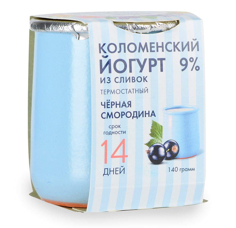 

Йогурт термостатный Коломенский из сливок черная смородина 9% 140 г