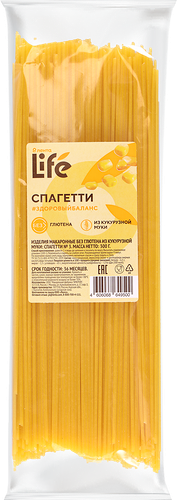 Макароны безглютеновые ЛЕНТА LIFE Спагетти, из кукурузной муки, 300г