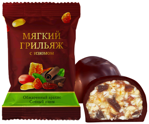 

Конфеты Пермская КФ Мягкий грильяж с изюмом 500 г