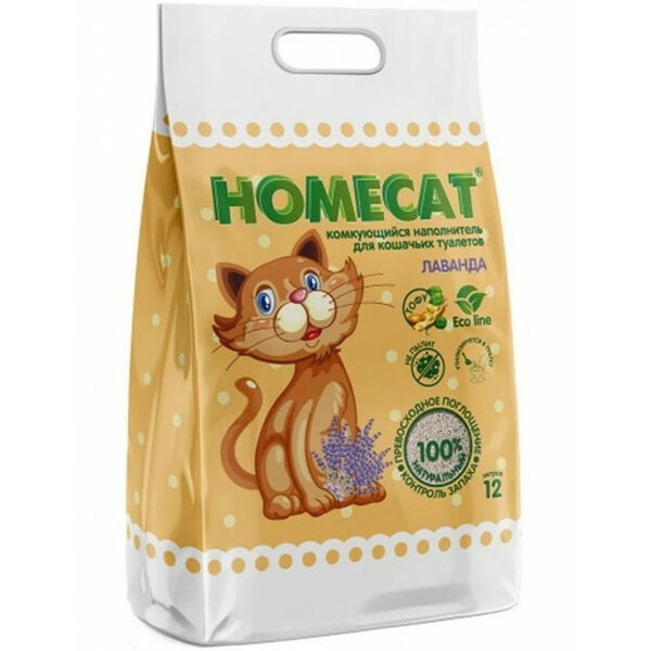 Наполнитель для кошачьего туалета Homecat Eco Line комкующийся Лаванда 12 л