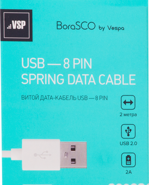 Кабель BORASCO Usb – 8-pin витой 2м в ассортименте