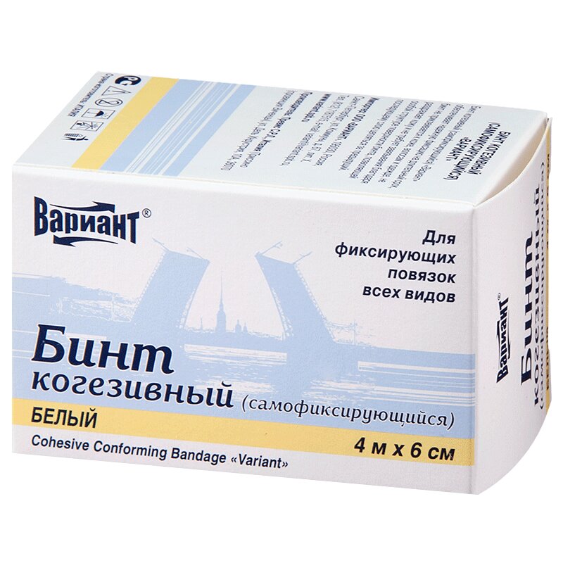 

Бинт когезивный Вариант самофиксирующийся белый 4 м х 6 см