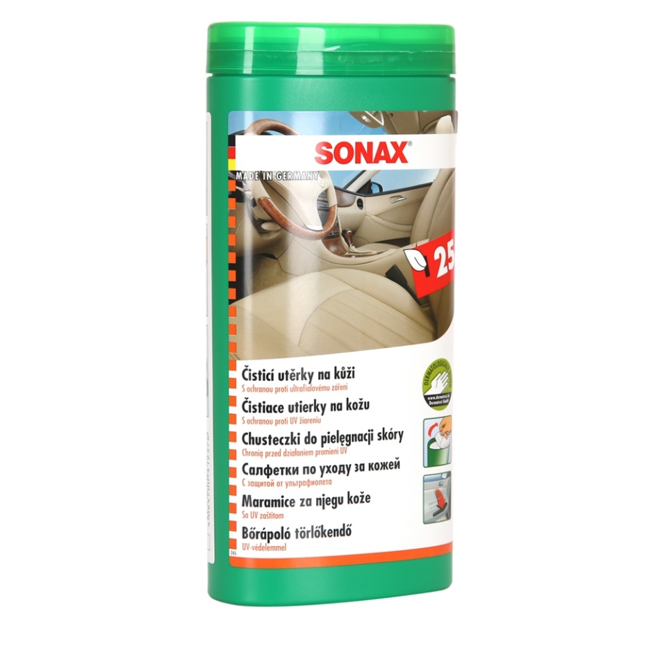 

Салфетки Sonax для очистки кожи в тубе в упаковке