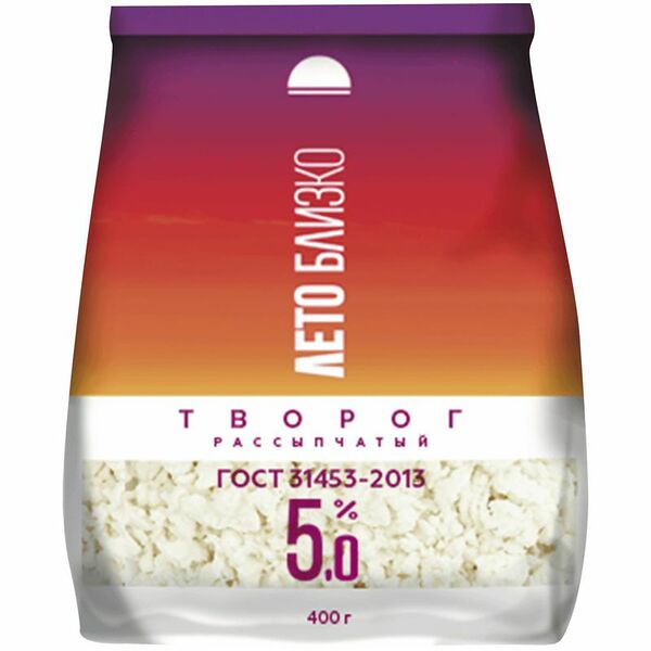 Творог Лето близко 5%, БЗМЖ