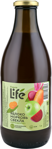 Сок ЛЕНТА LIFE Яблоко, морковь, свекла, 1 л