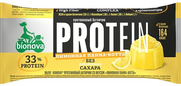 Батончик Bionova Протеиновый Лимонная панна-котта 50г