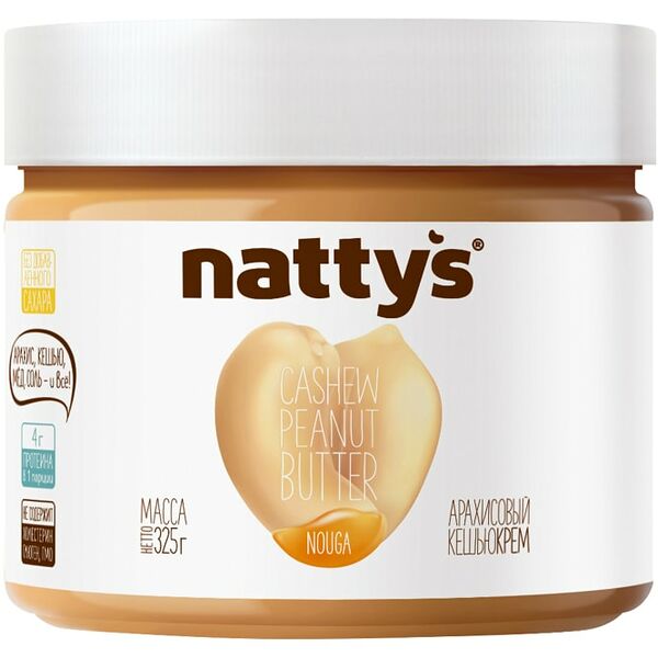 Паста кешью-арахисовая Nattys Nouga с медом 325г